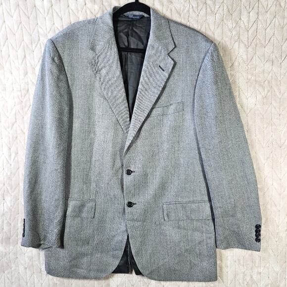 Polo Ralph Lauren Silk Wool Blazer Sports Coat Mens 44R Peppered Italy Classic - Picture 1 of 11